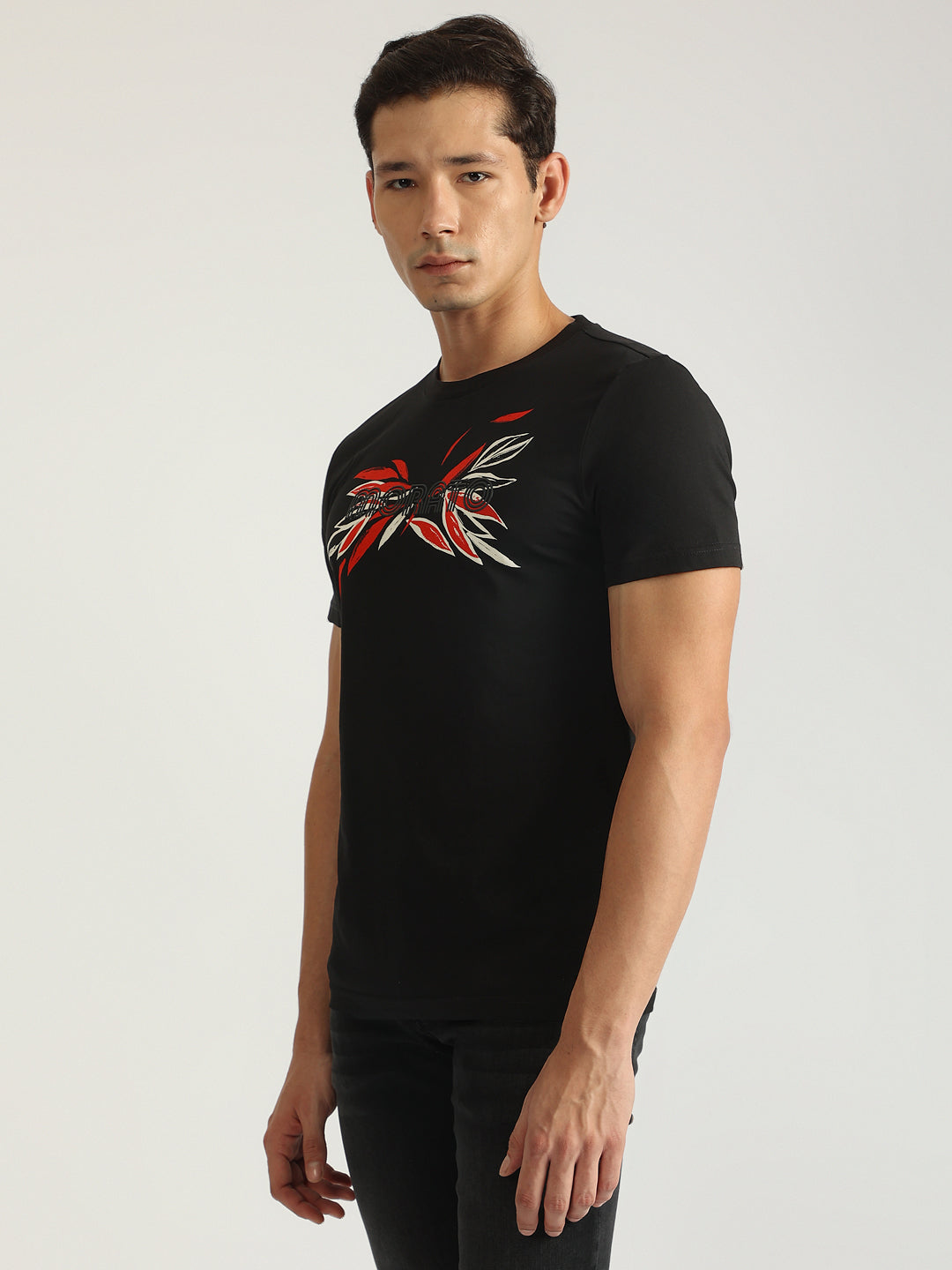 Antony Morato Men Black Printed Round Neck Short Sleeves T-Shirt