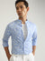 Antony Morato Men Blue Printed Band Collar Full Sleeves Shirt