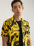 Antony Morato Men Yellow Printed Spread Collar Short Sleeves Shirt