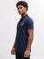 True Religion Men Blue Solid Polo Collar Short Sleeves T-Shirt