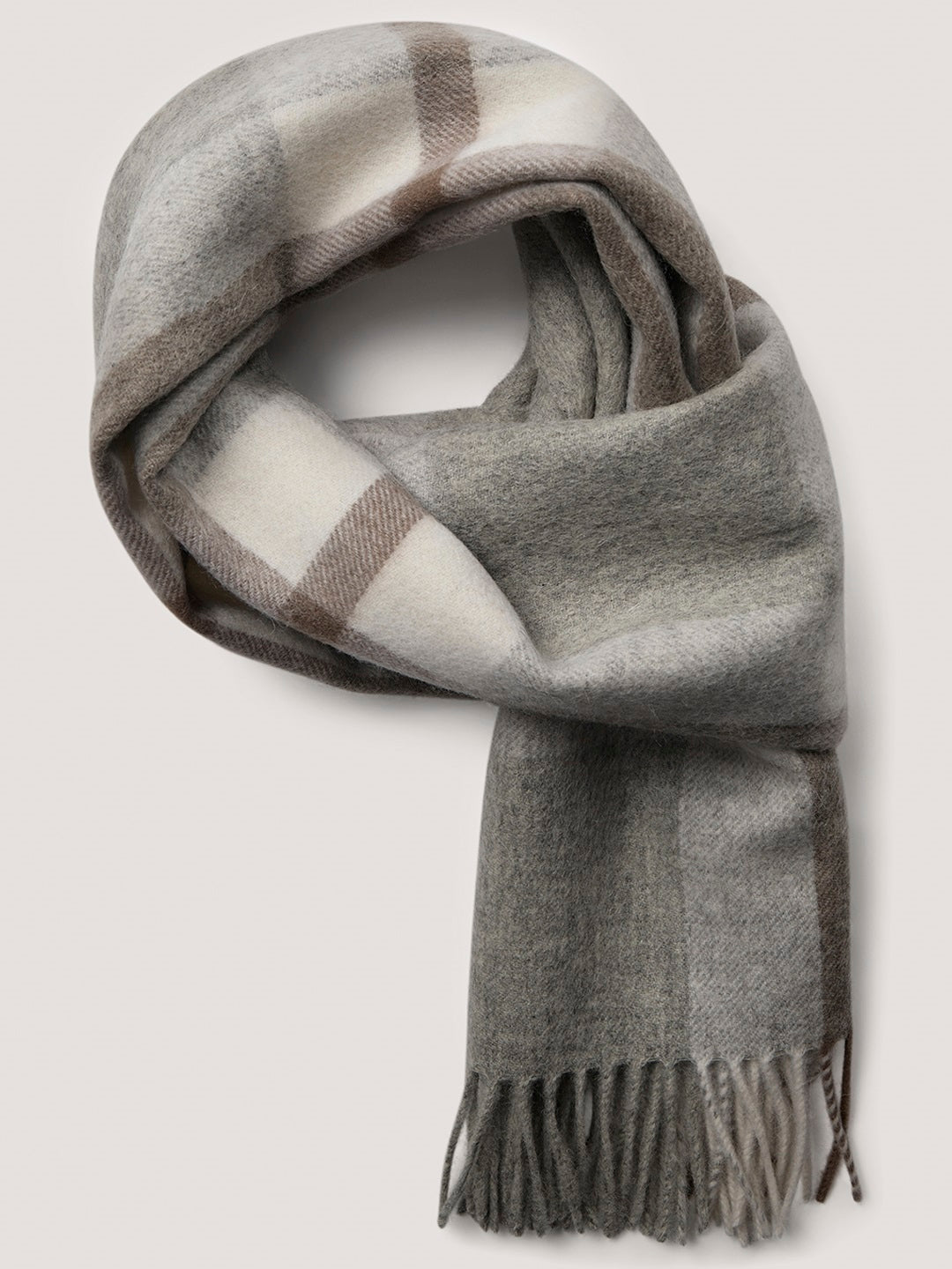 Bruun & Stengade Men Grey Checked Fringed Scarf