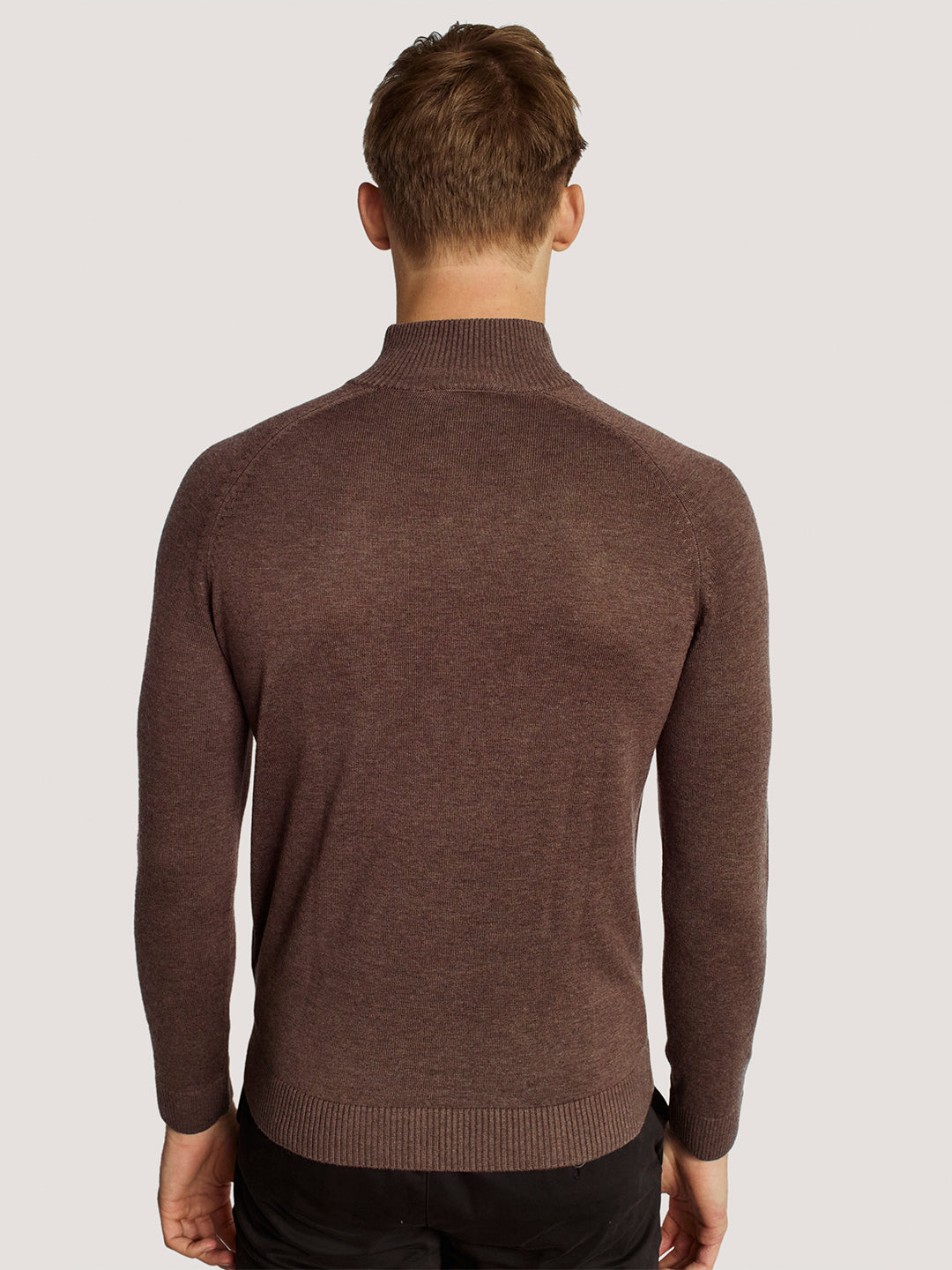 Bruun & Stengade Men Brown Solid High Neck Full Sleeves Pullover Style Sweater