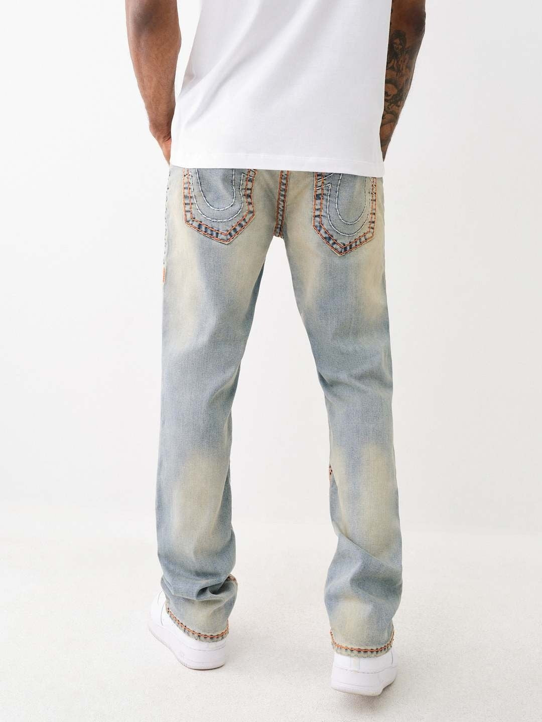 True Religion Super T Ricky Straight Fit Blue Mid-Rise Washed Jeans