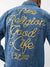 True Religion Men Blue Washed Spread Collar Full Sleeves Jacket