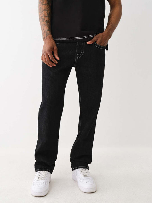 True Religion SN Ricky Straight Fit Black Mid-Rise Solid Jeans