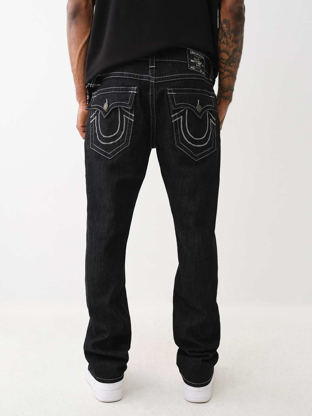 True Religion SN Ricky Straight Fit Black Mid-Rise Solid Jeans