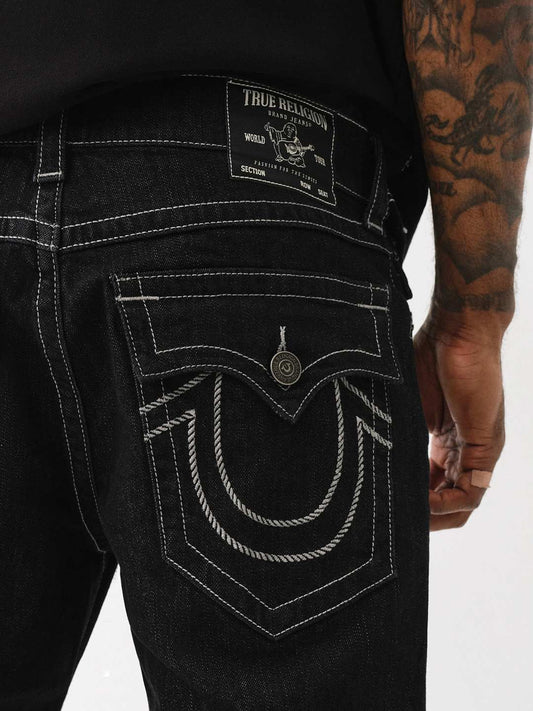 True Religion SN Ricky Straight Fit Black Mid-Rise Solid Jeans