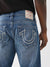 True Religion SN- Ladder Stitch Ricky Straight Fit Blue Mid-Rise Washed Jeans