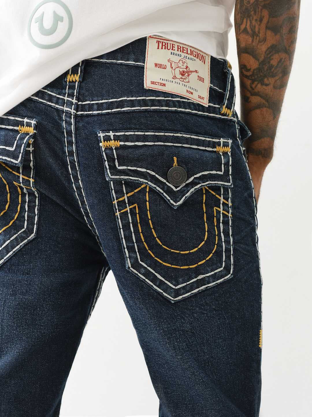 True Religion Super T Rocco Slim Fit Blue Mid-Rise Solid Jeans