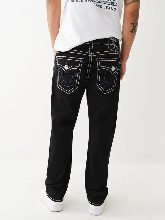 True Religion Men Super T Ricky Straight Fit Black Mid-Rise Solid Jeans