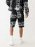 True Religion Men Black Printed Straight Fit Mid-Rise Shorts