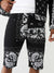 True Religion Men Black Printed Straight Fit Mid-Rise Shorts