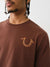 True Religion Men Brown Solid Round Neck Short Sleeves T-Shirt