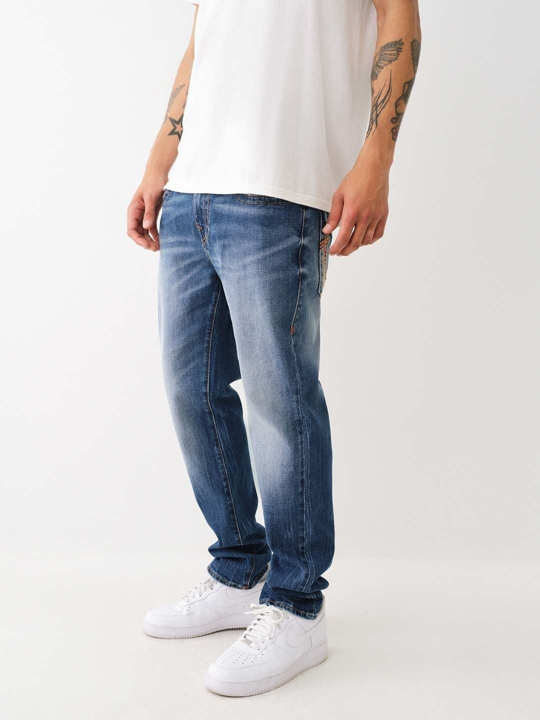 True Religion SN Rocco Slim Fit Blue Mid-Rise Washed Jeans