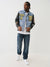 True Religion Men Blue Applique Spread Collar Full Sleeves Denim Jacket