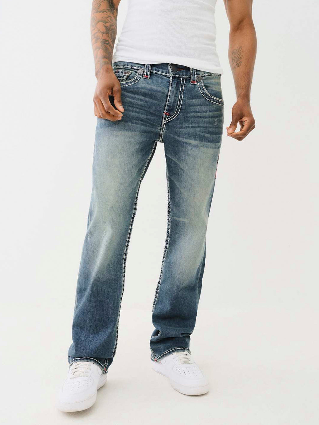 True Religion Super T Billy Bootcut Fit Blue Mid-Rise Washed Jeans