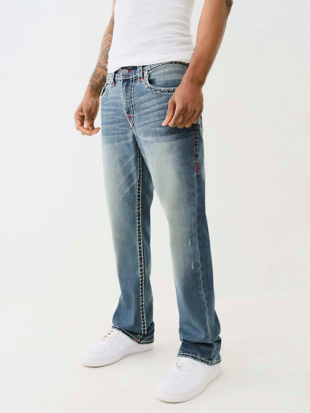 True Religion Super T Billy Bootcut Fit Blue Mid-Rise Washed Jeans