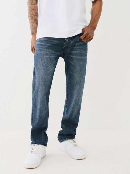 True Religion SN Ricky Straight Fit Blue Mid-Rise Washed Jeans