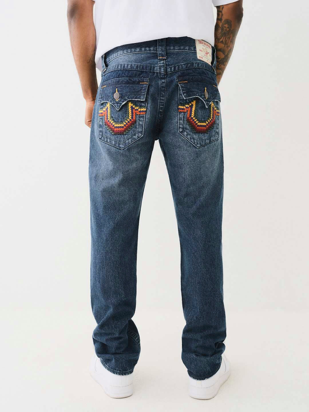 True Religion SN Ricky Straight Fit Blue Mid-Rise Washed Jeans