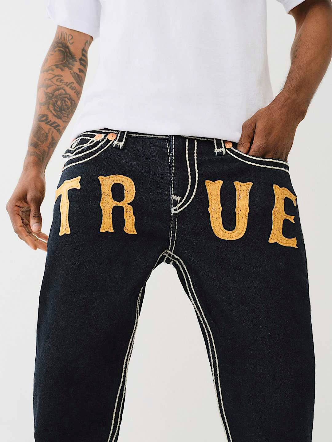 True Religion Men Blue Solid Straight Fit Mid-Rise Jeans