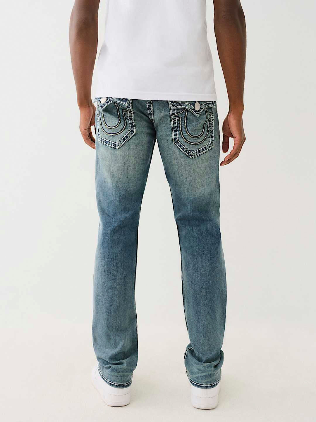 True Religion Super T Ricky Straight Fit Blue Mid-Rise Washed Jeans