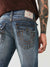 True Religion Men Blue Washed Boot Cut Mid-Rise Jeans