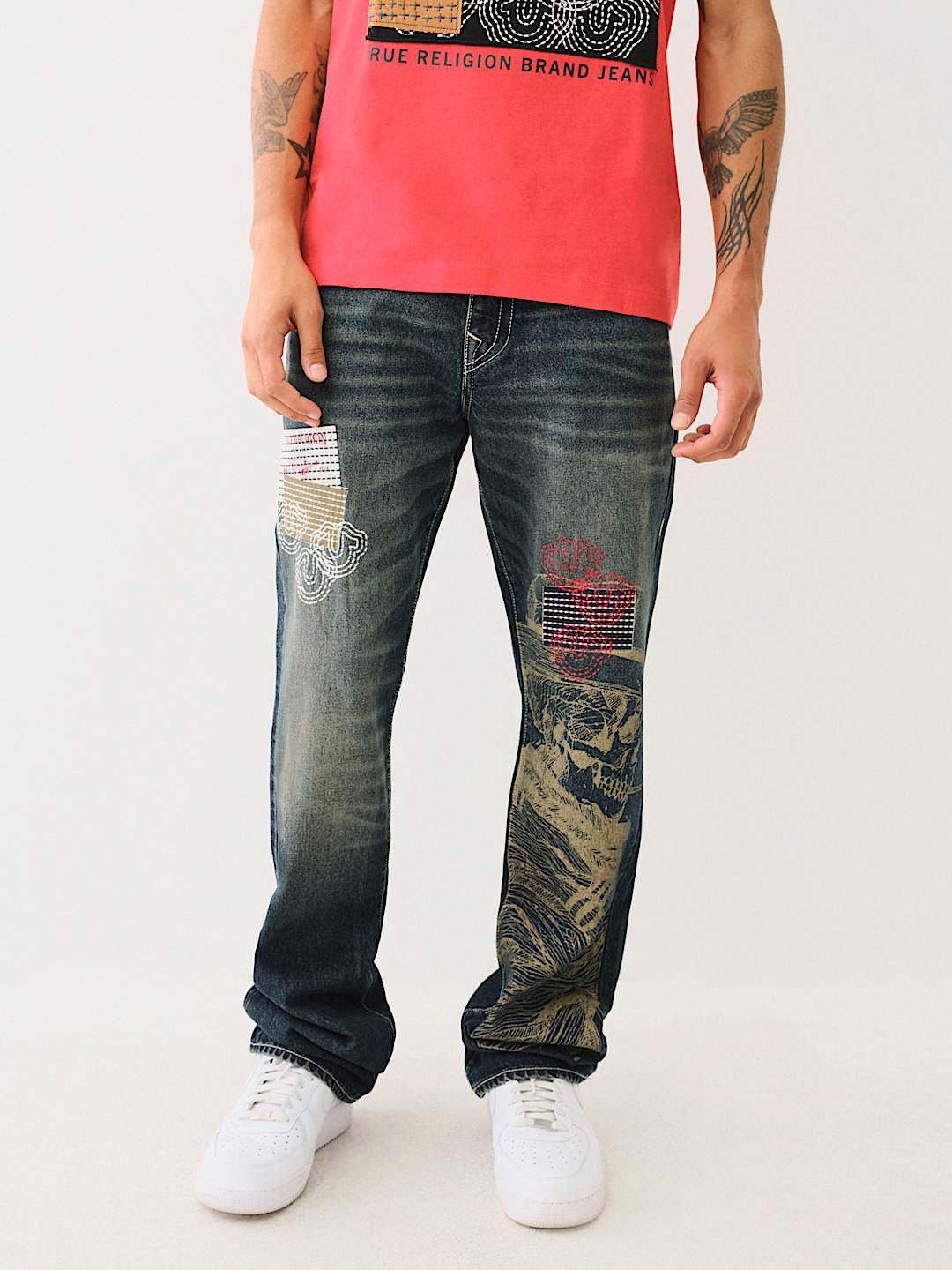 True Religion SN Billy Boot Cut Blue Mid-Rise Printed Jeans