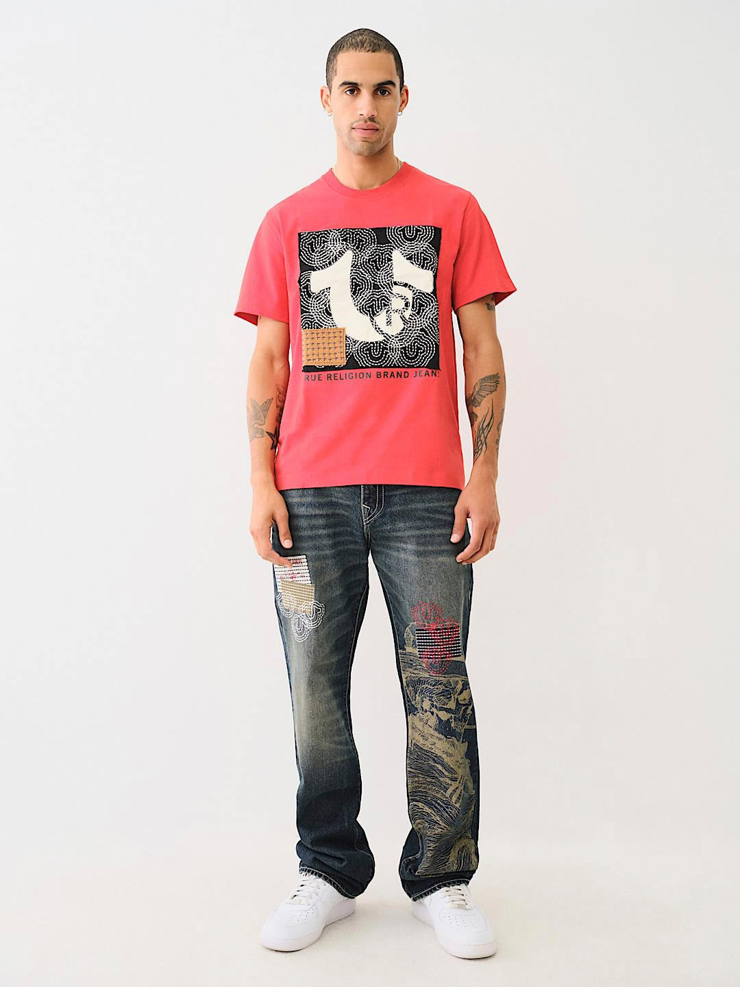 True Religion SN Billy Boot Cut Blue Mid-Rise Printed Jeans