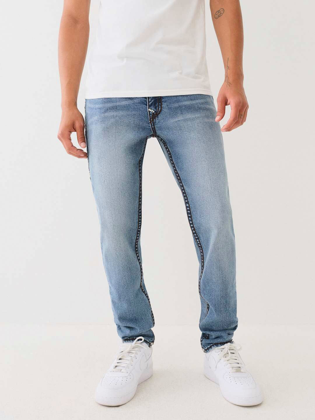 True Religion Super T Rocco Slim Fit Blue Mid-Rise Washed Jeans