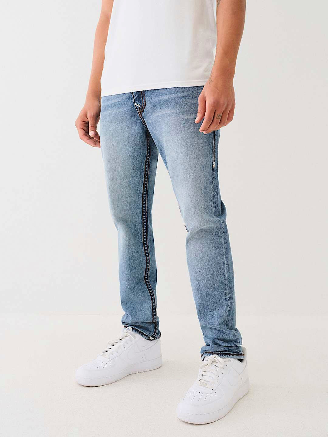 True Religion Super T Rocco Slim Fit Blue Mid-Rise Washed Jeans