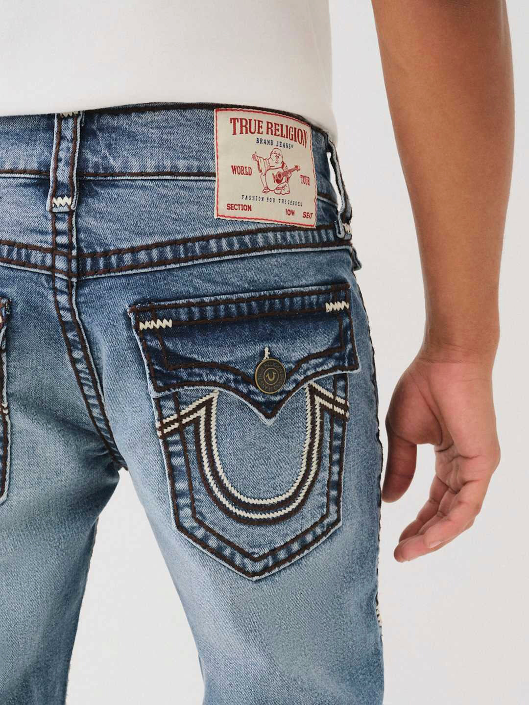 True Religion Super T Rocco Slim Fit Blue Mid-Rise Washed Jeans