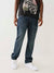 True Religion Men Blue Washed Straight Fit Mid-Rise Jeans