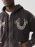 True Religion Men Black Printed Hooded Full Sleeves Zipped Sweatshirt