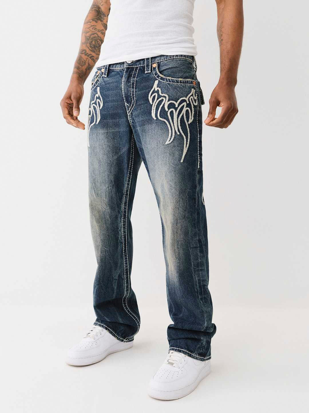 True Religion Big T Billy Boot Cut Blue Mid-Rise Washed Jeans