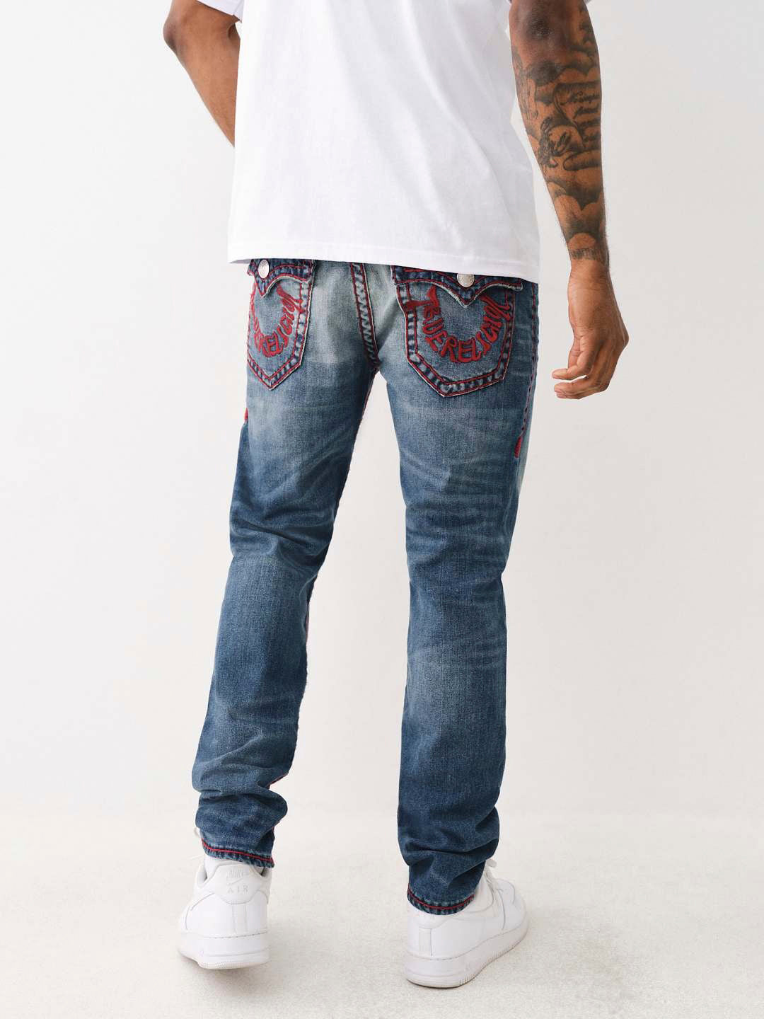 True Religion Super T Rocco Slim Fit Blue Mid-Rise Washed Jeans