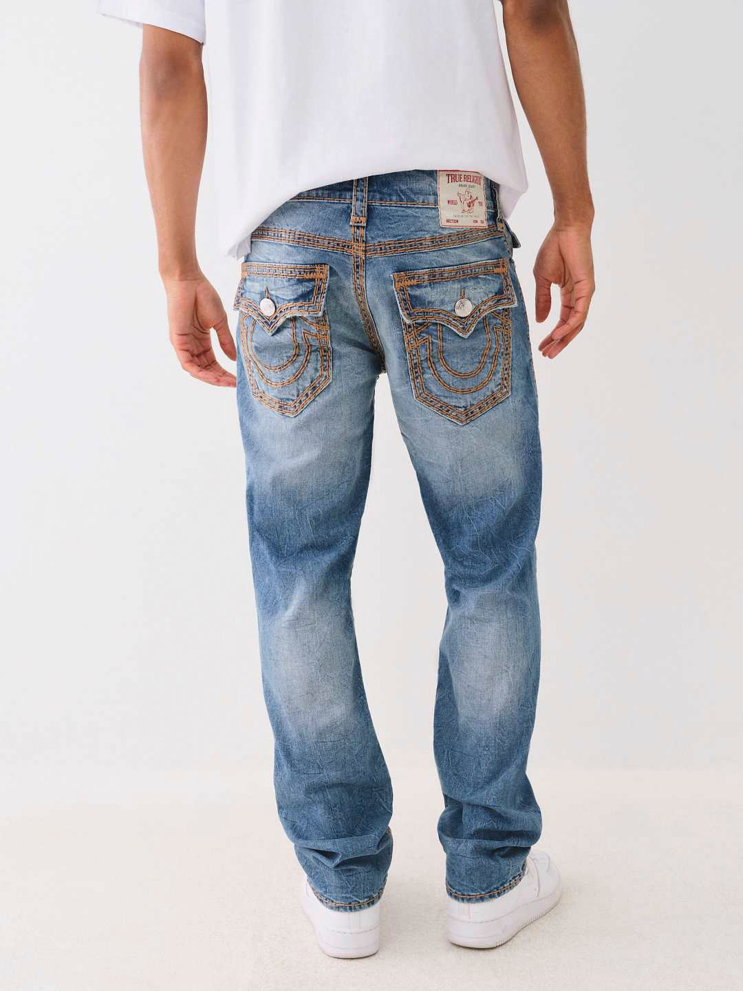 True Religion Super QT Ricky Straight Fit Blue Mid-Rise Washed Jeans