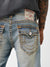 True Religion Super T Ricky Straight Fit Blue Mid-Rise Washed Jeans