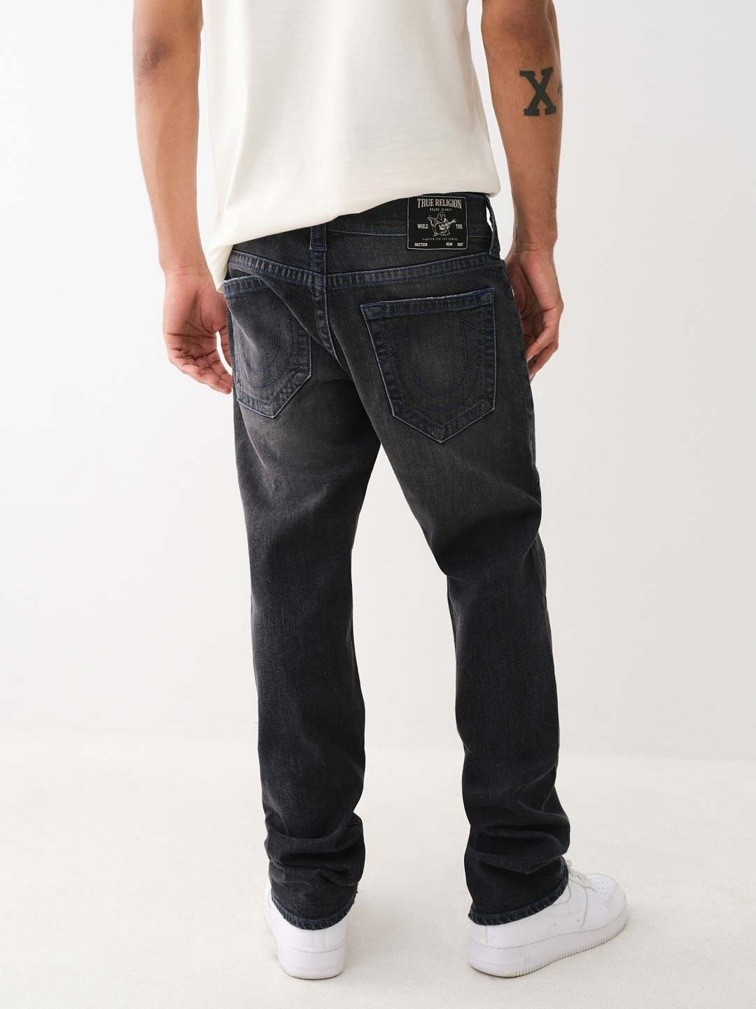 True Religion SN Ricky Straight Fit Black Mid-Rise Washed Jeans