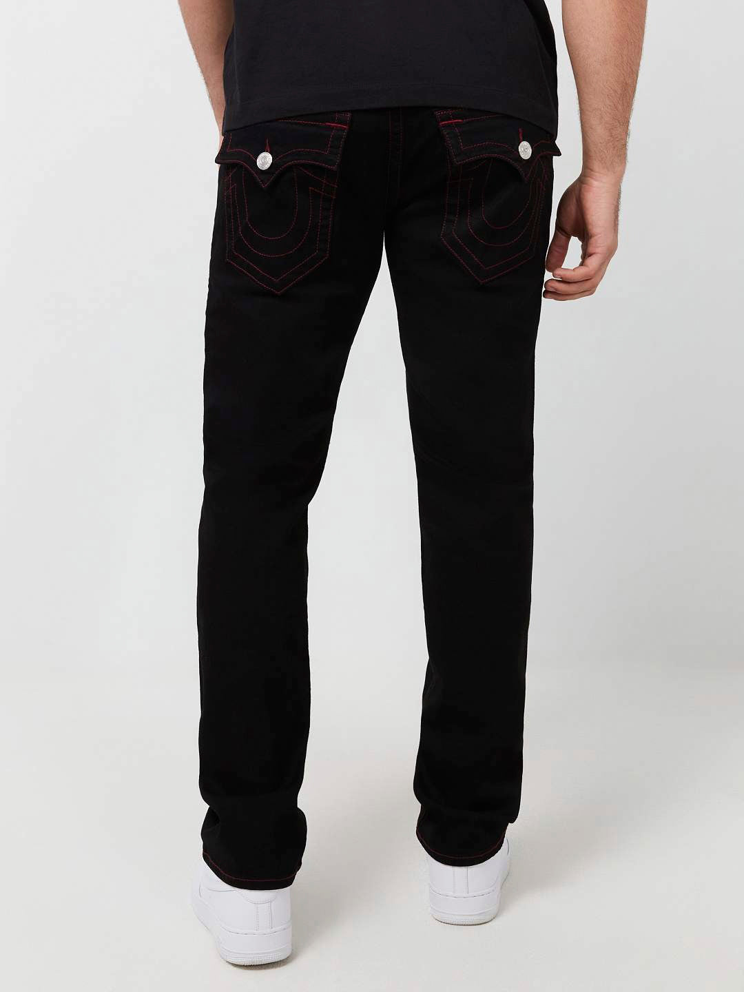 True Religion SN Ricky Straight Fit Black Mid-Rise Solid Jeans