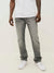 True Religion Men Grey Washed Straight Fit Mid-Rise Jeans