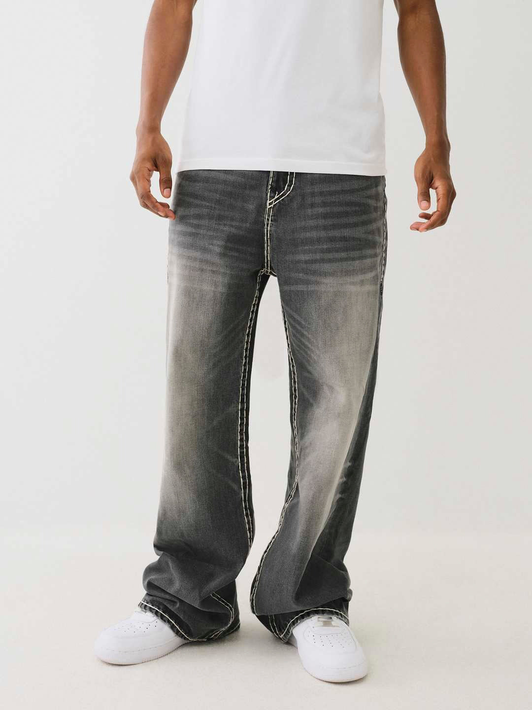 True Religion Vinny Flare Fit Grey Mid-Rise Washed Jeans