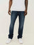 True Religion Men Blue Washed Straight Fit Mid-Rise Jeans