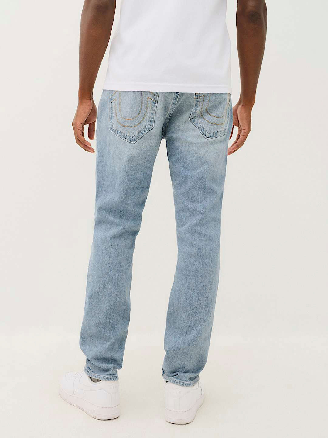 True Religion Men Blue Washed Slim Fit Mid-Rise Jeans