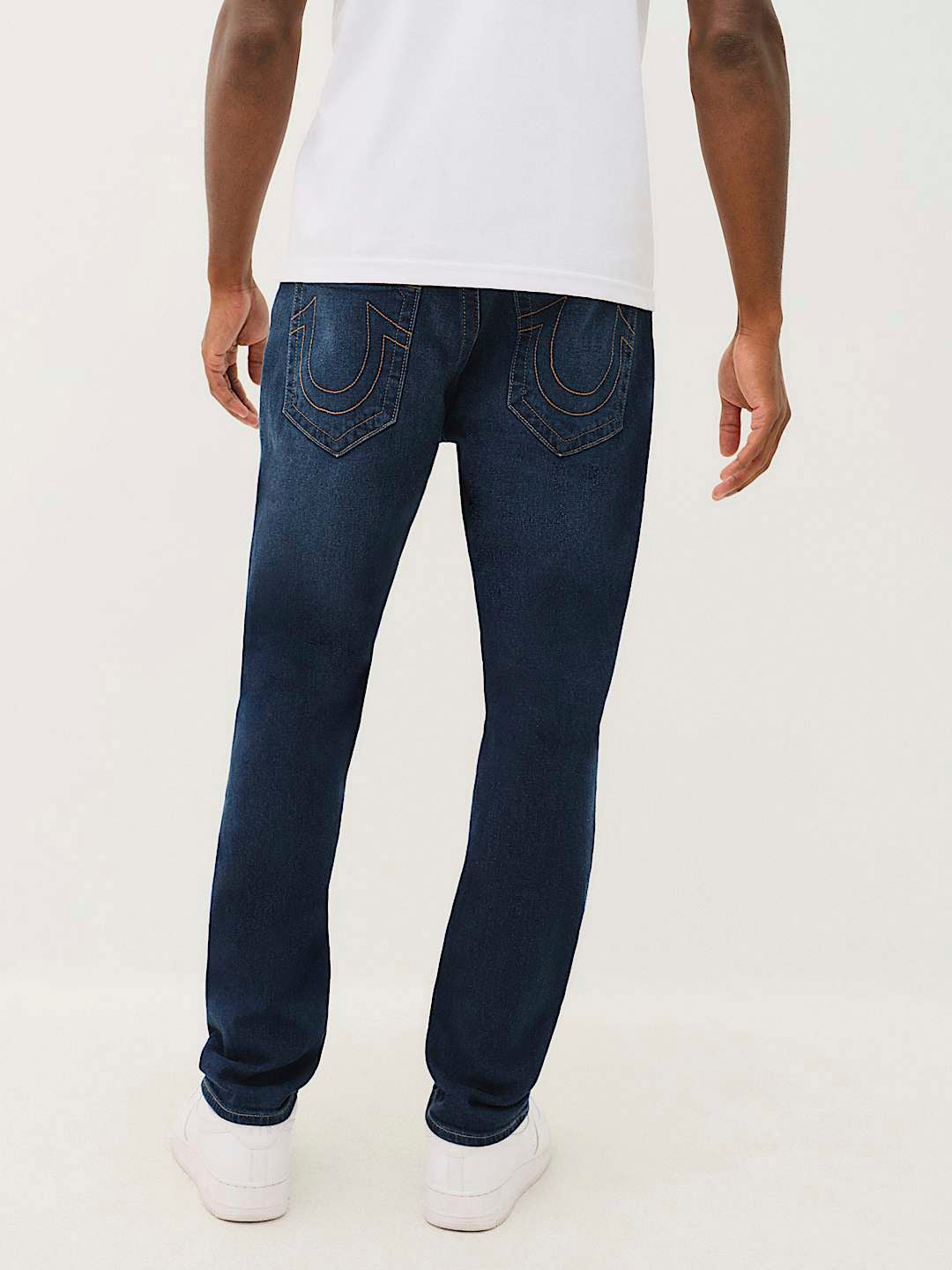 True Religion Men Blue Washed Slim Fit Mid-Rise Jeans