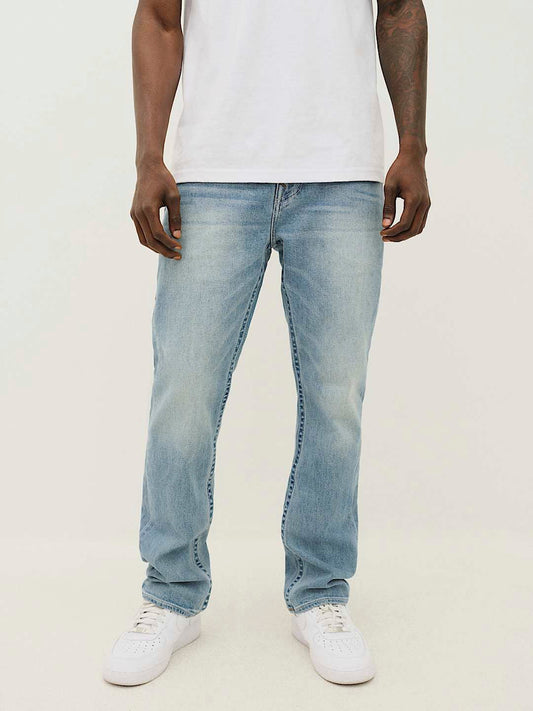 True Religion Men Blue Washed Skinny Fit Mid-Rise Jeans