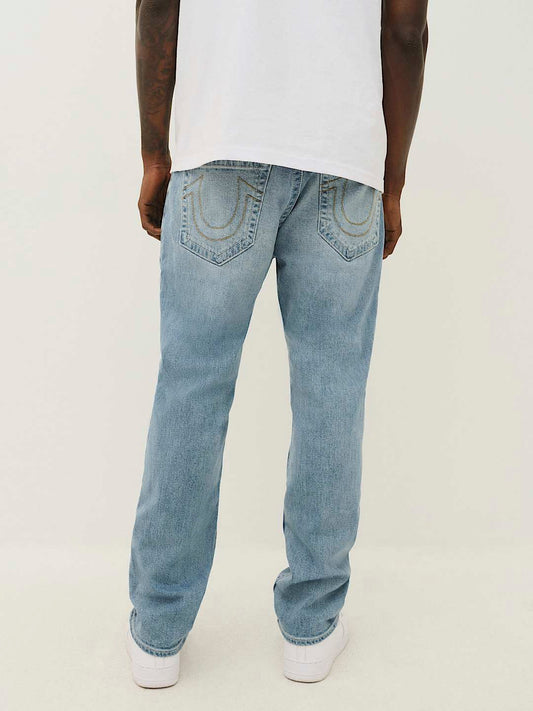 True Religion Men Blue Washed Skinny Fit Mid-Rise Jeans