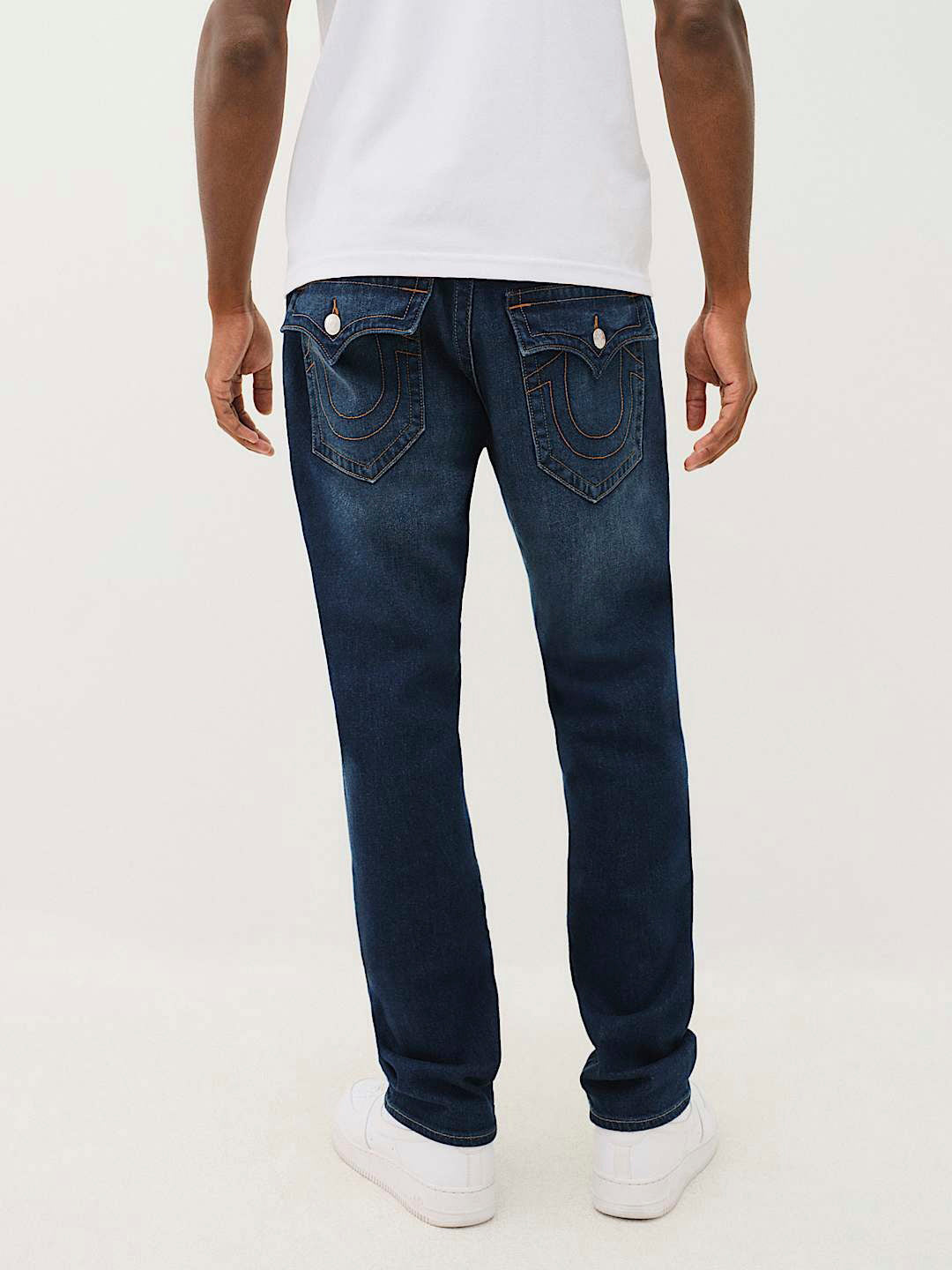 True Religion Men Blue Washed Skinny Fit Mid-Rise Jeans