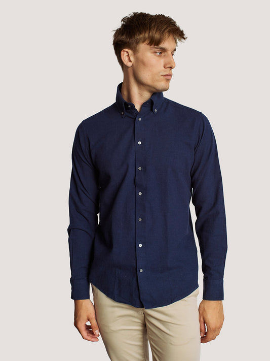 Bruun & Stengade Men Blue Solid Button-Down Collar Full Sleeves Shirt