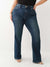 True Religion Women Single Needle Becca Bootcut Blue Mid-Rise Embroidered Jeans