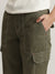 True Religion Women Green Solid Oversized Cargo Trouser